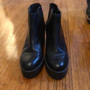 Zara leather black heeled booties. Size 38